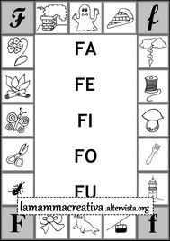 scheda di sillabe fafefifofu da collegare alla parola